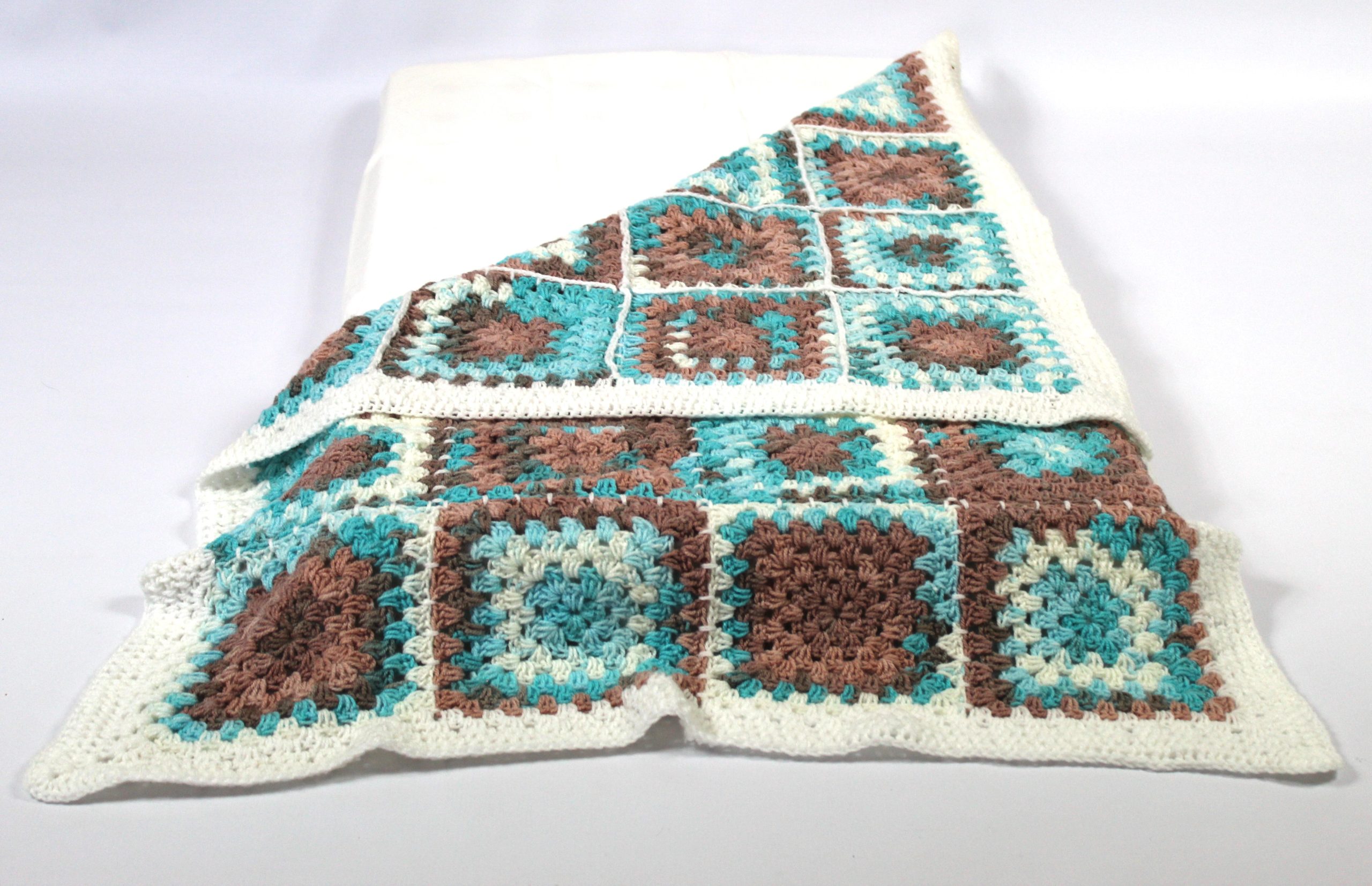 BABY BLANKET BLUE BROWN WHITE – 70CM X 1.10M