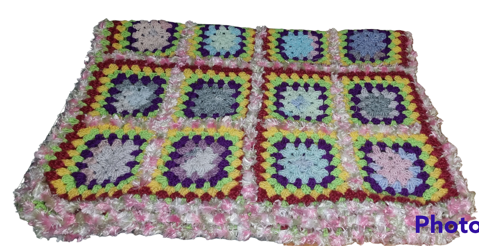 MULTI COLOUR CROCHE BLANKET – 75CM X 1.2M